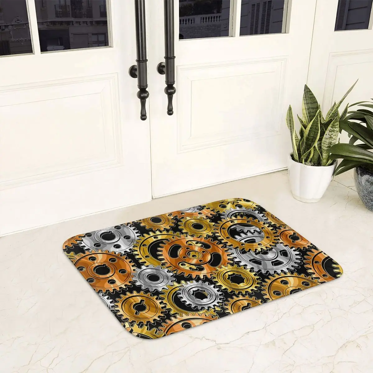 Mechanical Machine Gears Steampunk Style Non-slip Doormat Floor Mat Carpet Rug for Kitchen Entrance Home Bedroom Footpad Mats