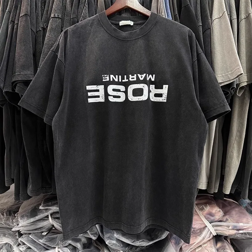 Chest Reversal Print Logo Martine Rose T Shirt Men Women Washed Black Loose Street Wear Short Sleeve Summer Daily Baggy Tops Tee