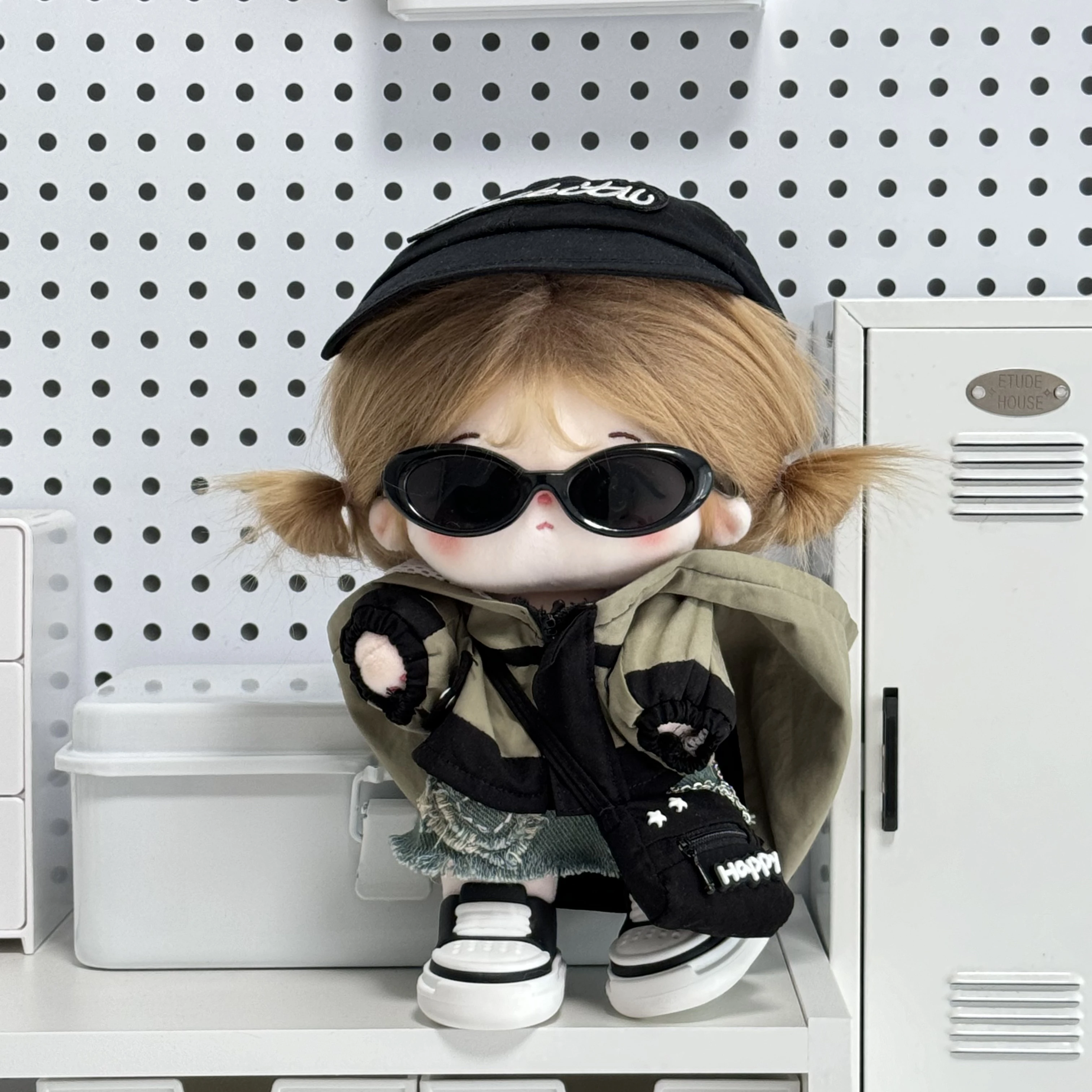 20cm Doll Clothes Street Shoot Hip-hop Cool Guy Fashion Hat Windbreaker Suit Stuffed Plush Doll Akcesoria Anime Toy K