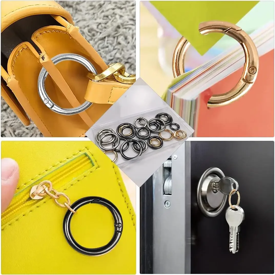 10 buah pegas logam gerbang O tas cincin gesper logam gesper Carabiner Snap Hook musim semi Keyring DIY tas aksesori perhiasan bagasi