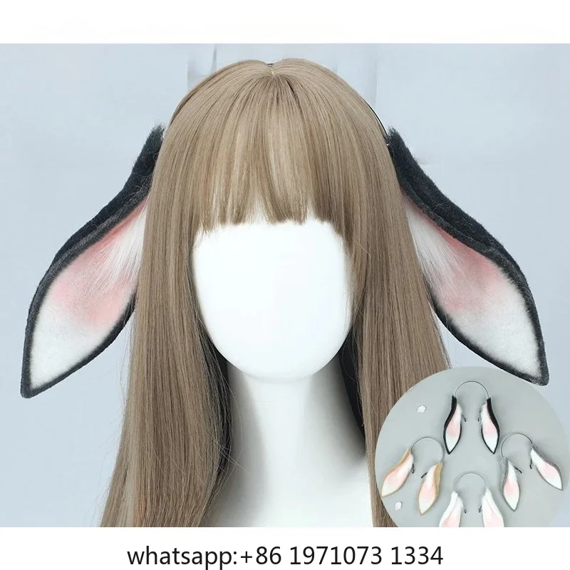 Plush Bunny Hare Ears Hairbands Loppy Eared Rabbit Hair Hoop Fluffy Bunny Tail Cute Women Cosplay Accessories Fursuit Props