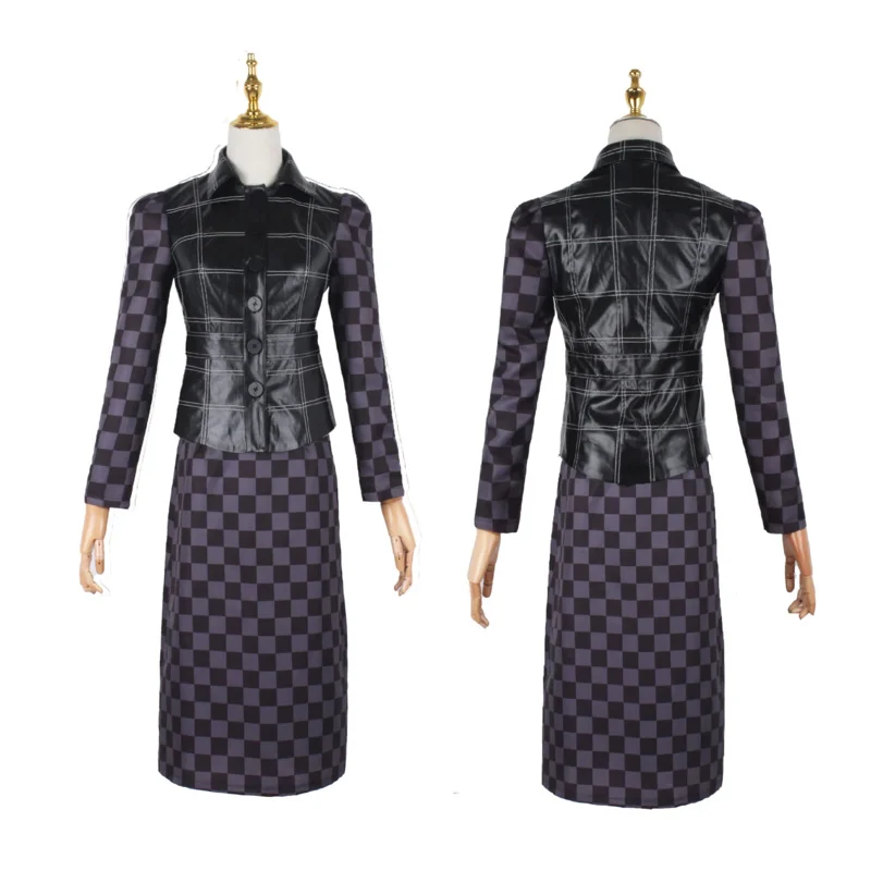 Menina filmes cruella cosplay traje peruca adulto feminino vestido halloween 101 dálmatas preto branco roupas