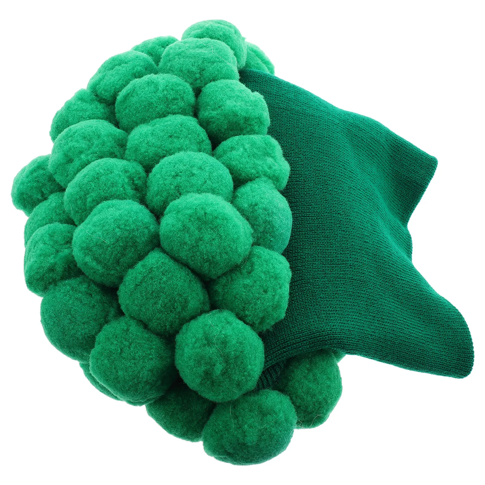 Funny Broccoli Shaped Hat Soft Warm Acrylic Knit Hat with Large Pom Pom for Costume Party Cosplay Outdoor Travel Holiday Dress