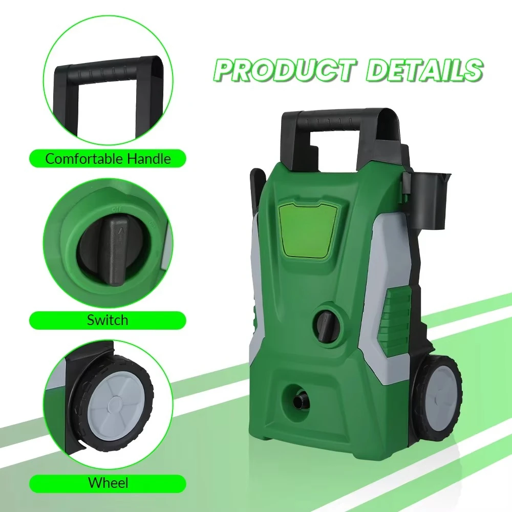 Electric Power Washer 1500W 130bar Portable Induction Motor Cleaning Machine Cold Water Car Cleaning for Household