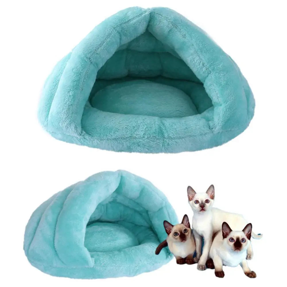 Plush Dog Cat Sleeping Bed Cave Cuddle Soft Cushion Hooded Warm Pet Supplies Warm Fleece Cat Bed Soft Kitten Nest Kennel Tent