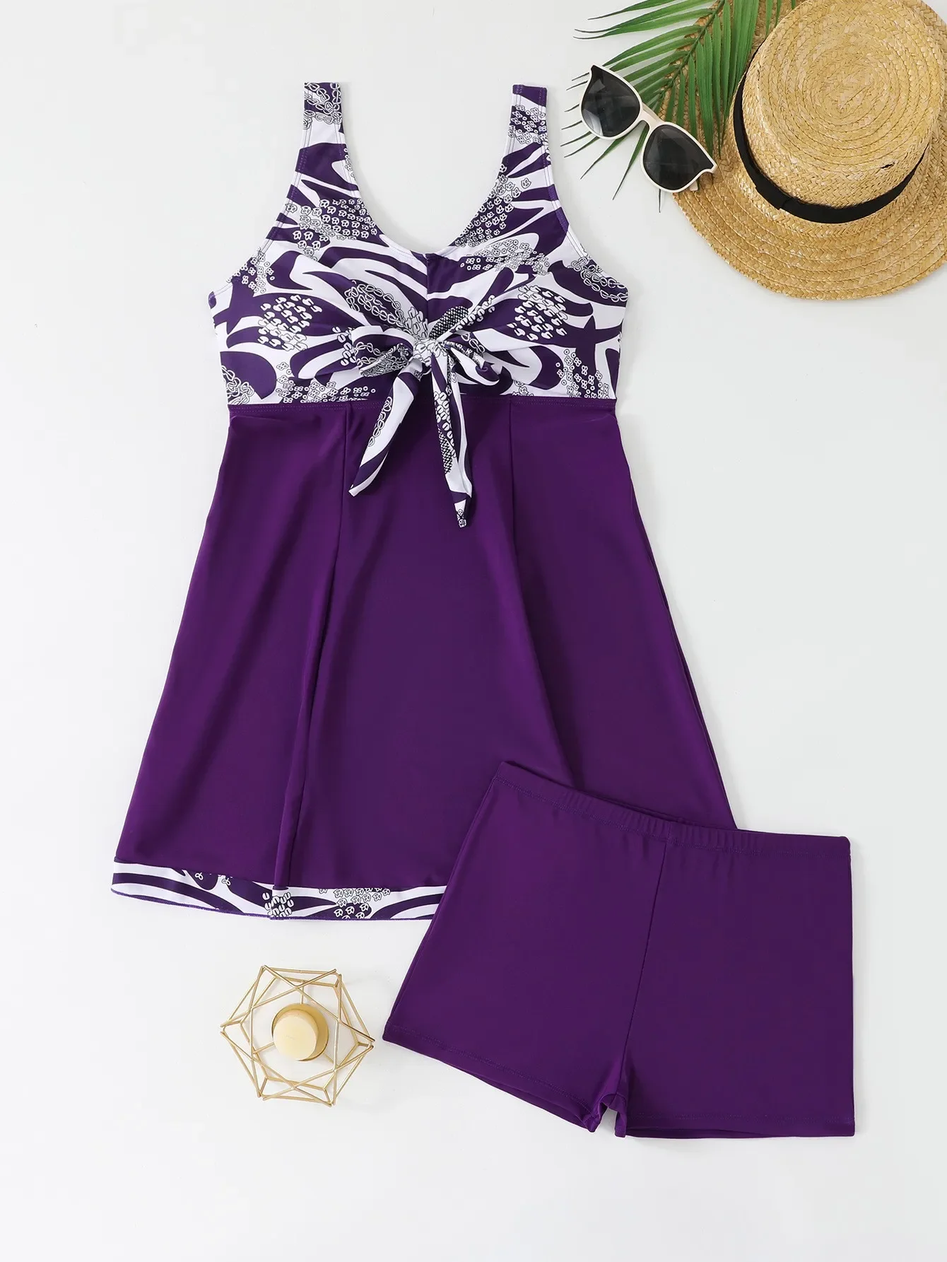 Costume da bagno donna con stampa Tankini Set costume da bagno donna Costumi da bagno sexy in due pezzi Costume da bagno biquini Boxer Tronchi Costumi da bagno a vita alta