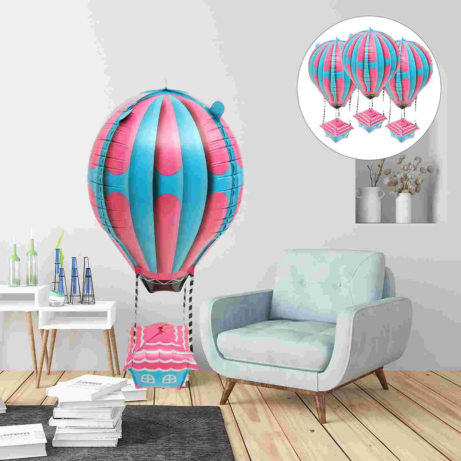 4 Pcs Inflatable Carnival Hot Air Birthday Balloons Aluminum Decor Happy Decorations