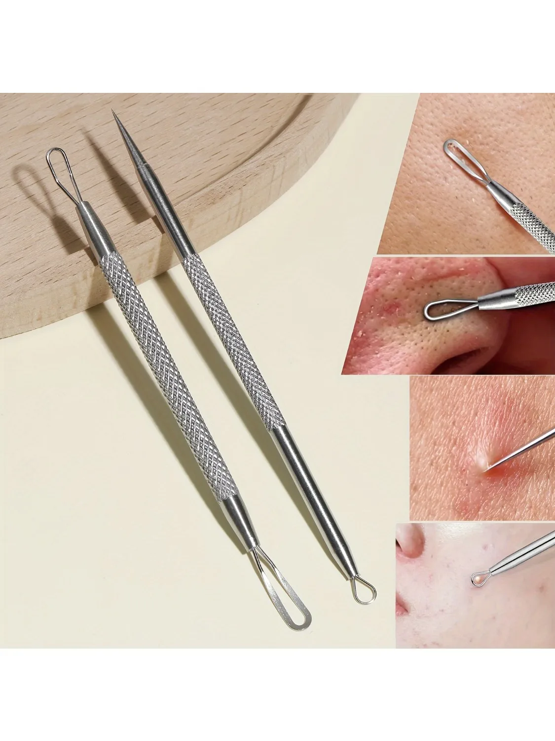 Pince à épiler cellulaire extra fine pour points noirs d'acné, outils pour enlever la beauté du visage, pour les soins de la peau, l'élimination des imperfections et des points blancs