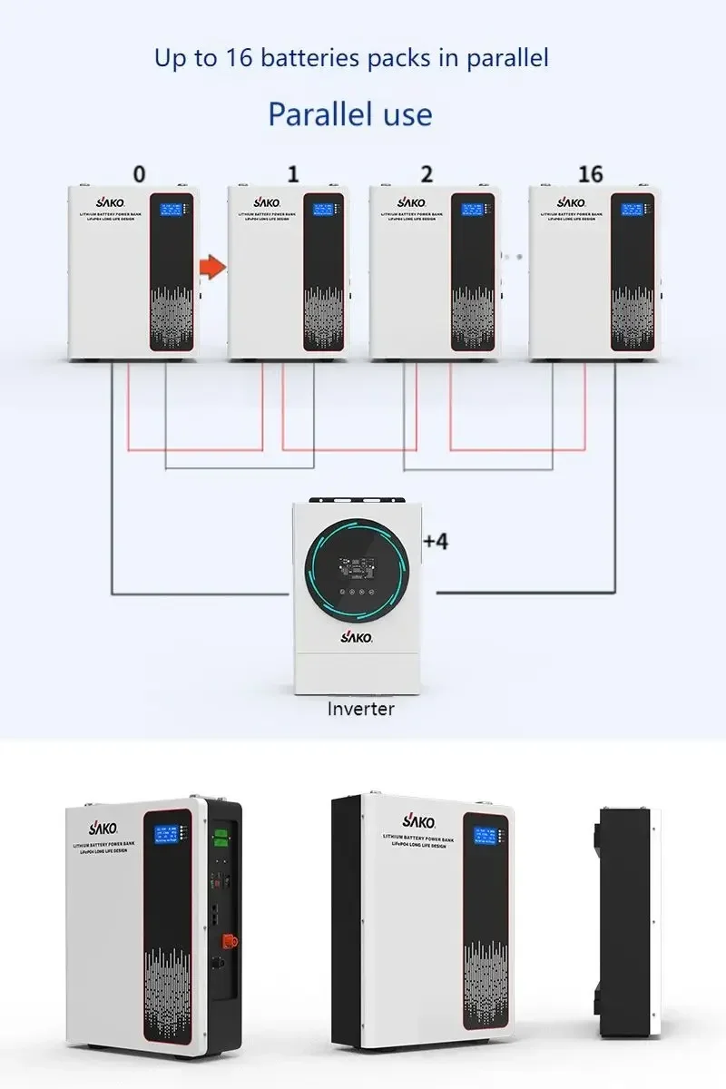 Lifepo4 lithium wall mounted household energy storage 48v 200ah 100ah 50ah solar cell 5kwh 10kwh power wall