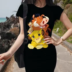 Disney The Lion King New Round Neck Hip Wrap Dress Sexy Winter Party Mini Skirt Retro Tight Sexy Slim Korean Y2K Women Dress