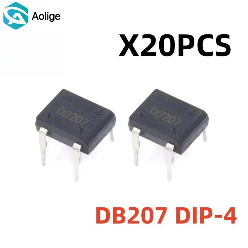 

20PCS LUASAMIROB DB207 Bridge Rectifier DIP4 - 1000V 2A Power Diode Rectifiers