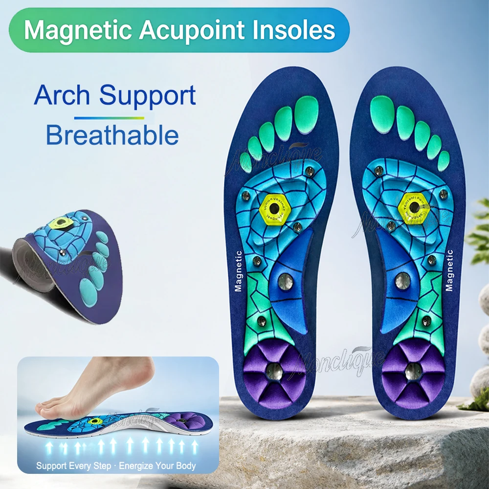 Magnetic Therapy Acupoint Massage Insole Arch Support Orthopedic Pad Soft Breathable Sports Insoles Plantar Relax Running Hiking
