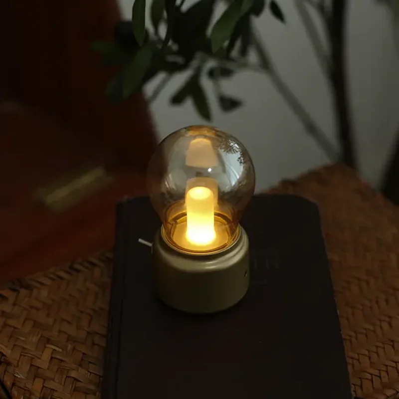 British Retro Bulb Lamp,Retro Charging Bulb Night Lights Creative Nostalgic USB Bedside Table Lamps Atmosphere