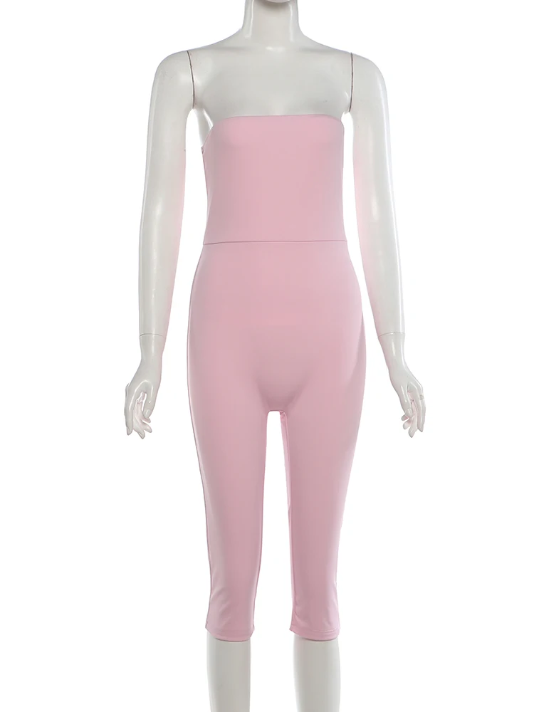 Weird Puss Fashion Einfacher Romper für Damen, trendiger rückenfreier, ärmelloser, dehnbarer, figurbetonter Playsuit für den Alltag, Mitternacht, Street-Party – Detail 3