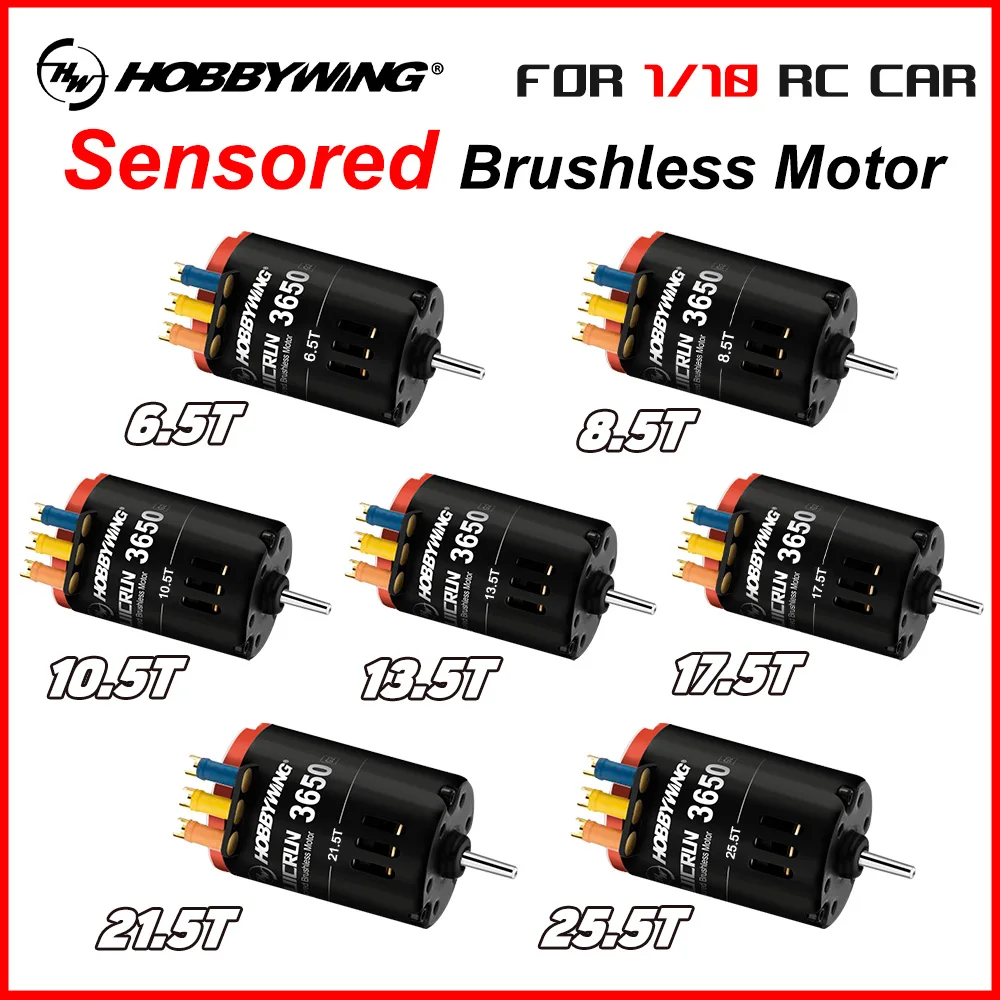 Hobbywing 3650 Brushless Motor Sensored 3.17mm Shaft Plug-and-Play For RC 1/10 1/12 Car