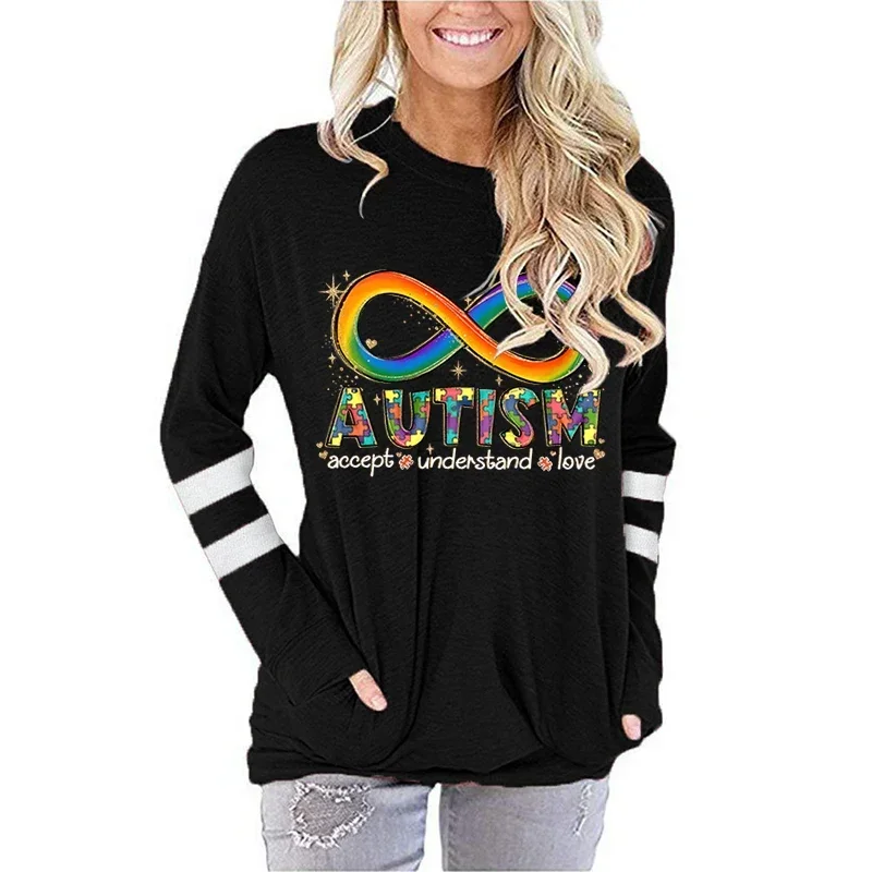 Autism T Shirt Female Funny Color Pattern Pullover Accept Understand Love Print Vintage Women's Clothing Autism Women TShirts