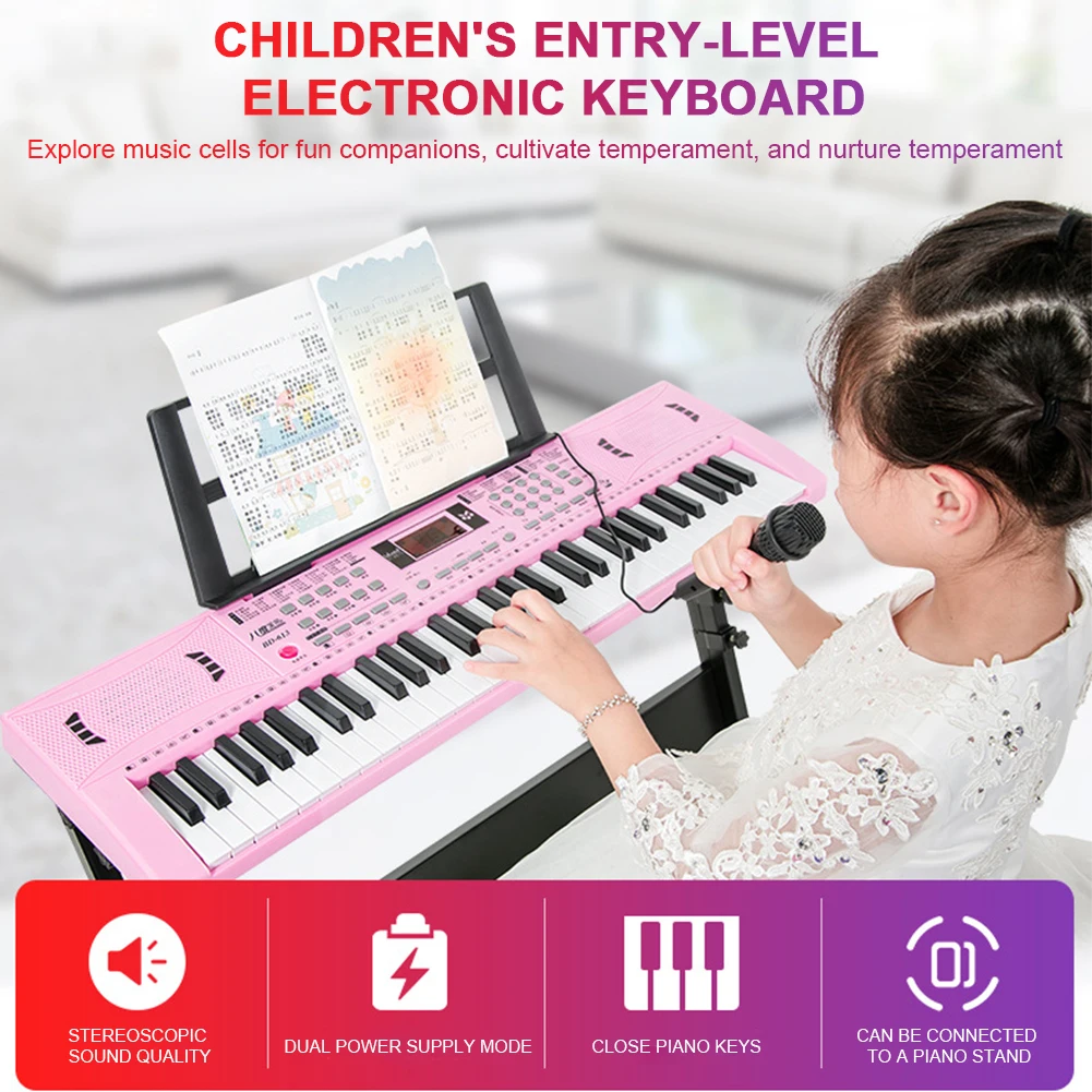 61 Key Musical Mini Keyboard Piano with Keyboard Stand Digital Portable Synthesizer Keyboards for Kid Beginner Teaching