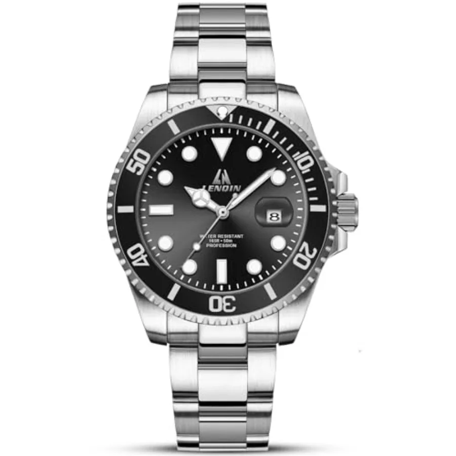 

Mens Watches Stainless Steel Waterproof Analog Quartz Watch for Men with Date Luminous Fashion Wristwatch