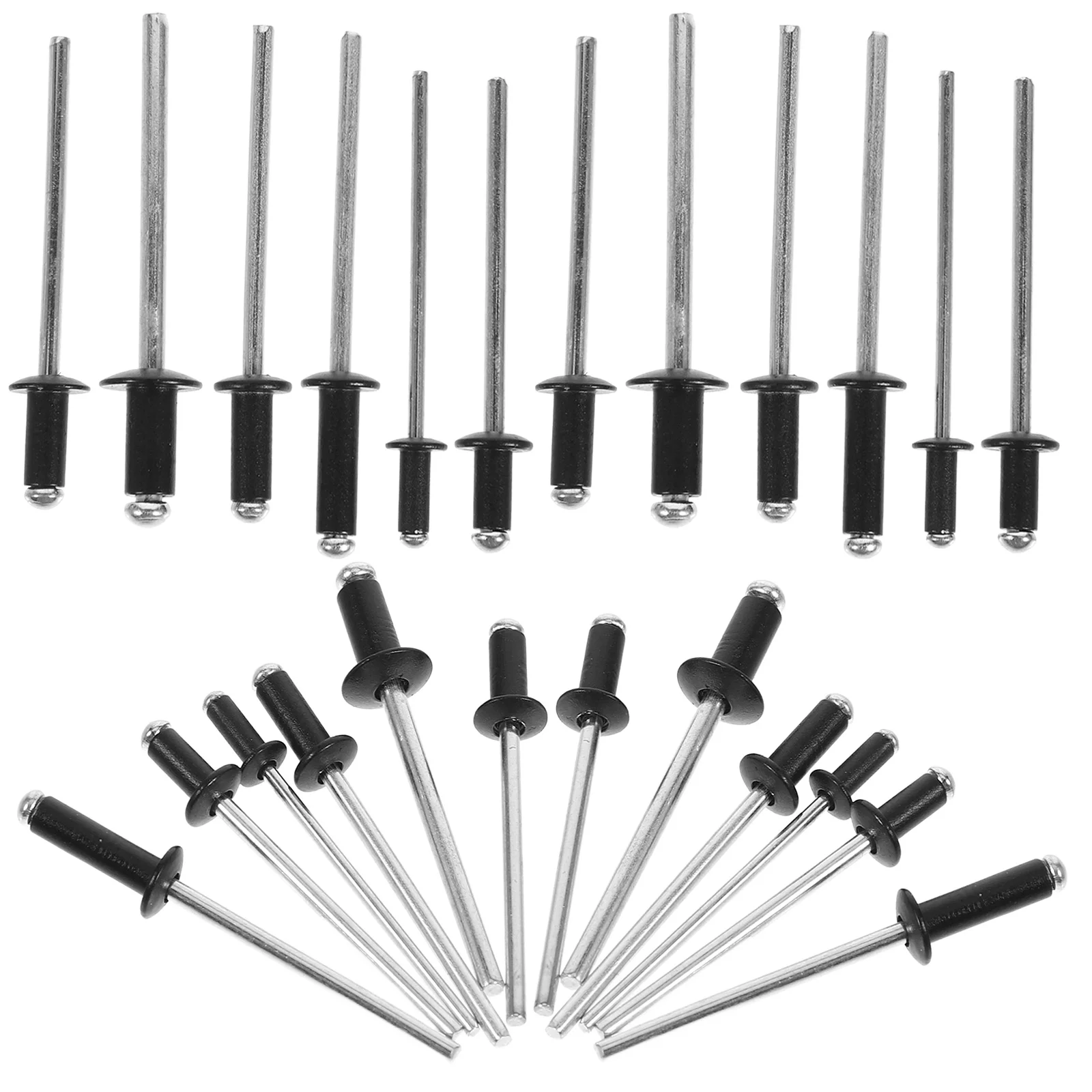 180個入り ブラックアルミニウムポップリベット 金属製 安定した迅速な取り付け 多目的ブラインドリベット詰め合わせ ポップリベット
