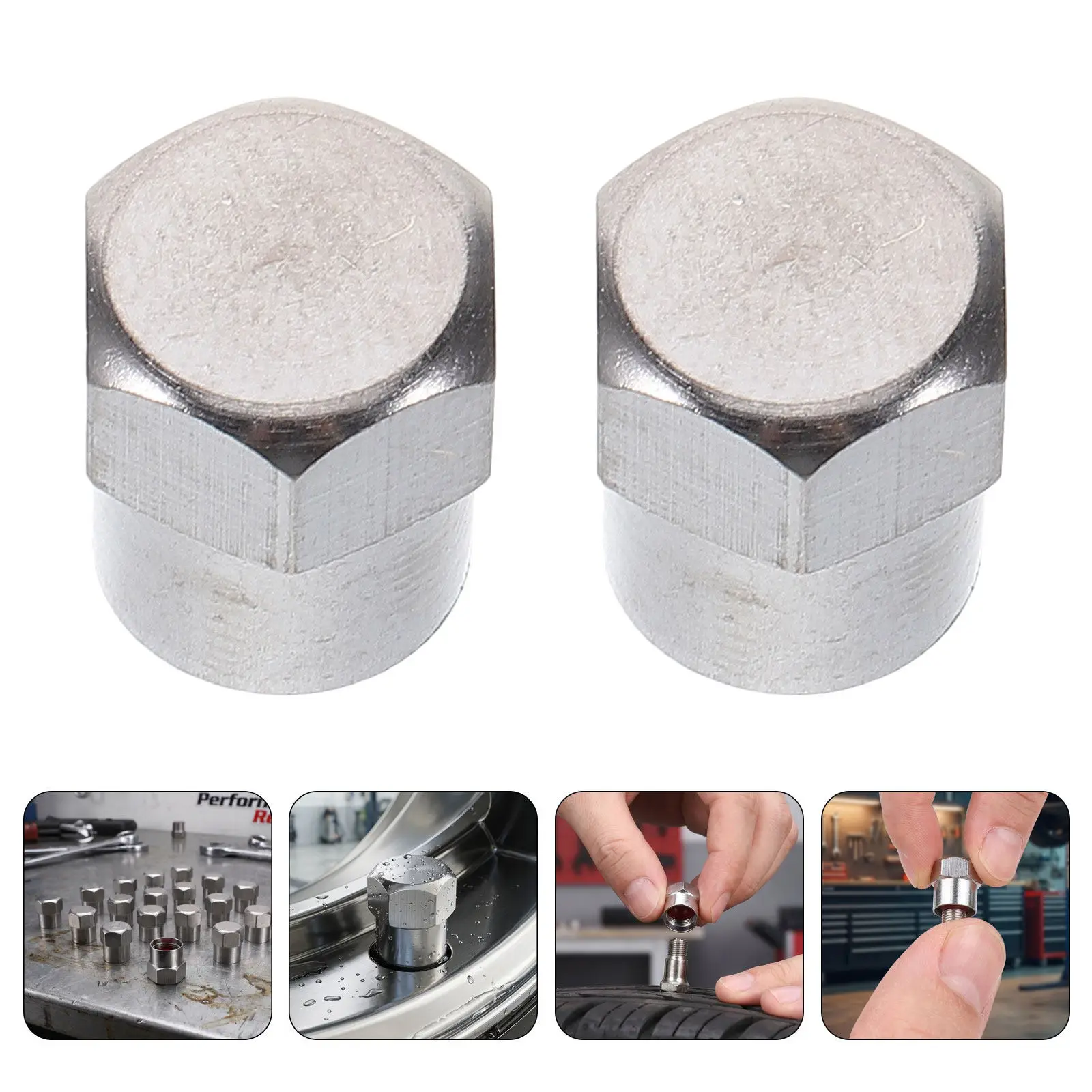 20 PCS Bicycle Wheel Cap Bike Dust Cover Car Hexagon Dustproof Air Valve Steel Stem
