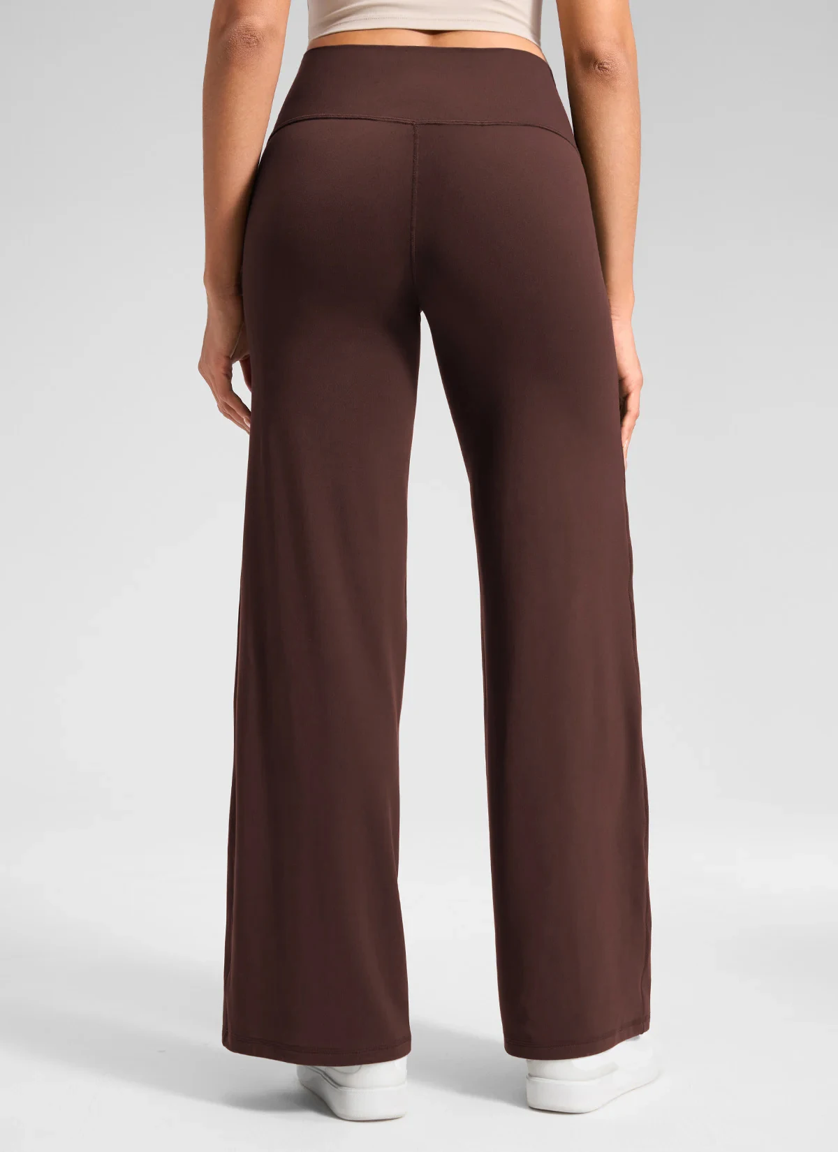 Coffee Brown High Waist Flare Yoga Pants Soft Stretch Tummy Control Butt Lift Gym Casual Daily Sports Workout Trousers