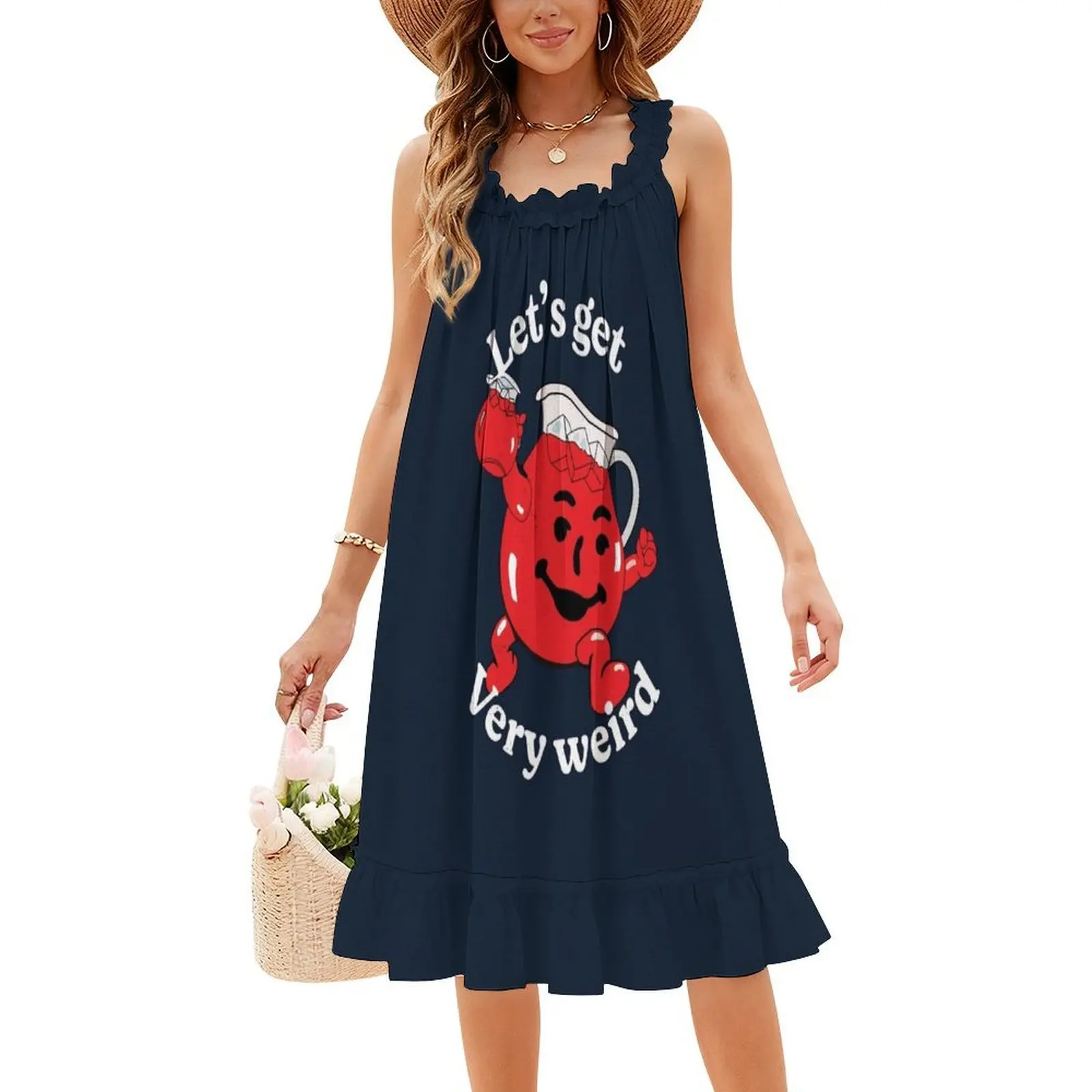 دعونا نحصل على فستان حفلات أنيق للنساء غريب جدًا على شكل حرف A مع خيارات قصيرة/طويلة/بدون أكمام من Kool Aid Kool Aid Man Lets Get #4