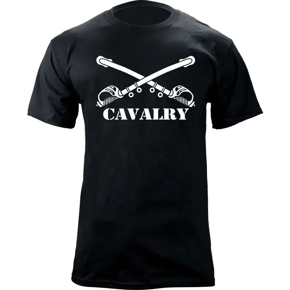 US Army Cavalry Branch Insignia Crossed Sabers Veteran T-Shirt 100% Cotton O-Neck Short Sleeve Casual Mens T-shirt Size S-3XL