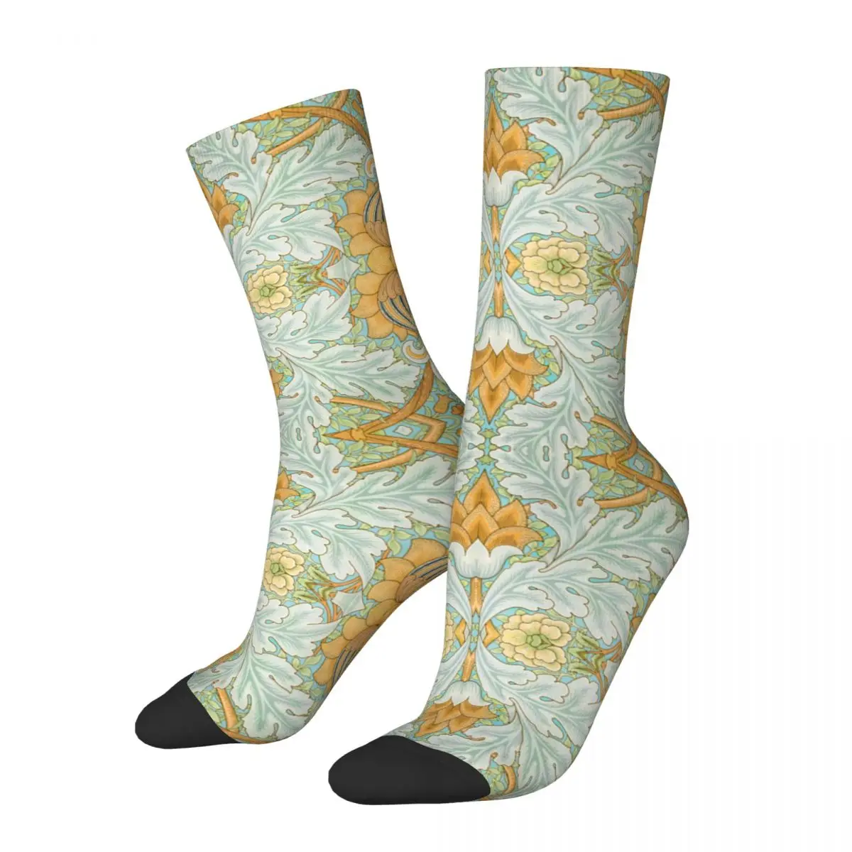 William Morris Painted Style Design Crew Socks Accessories for Men Women Sweat Absorbing Printed Socks