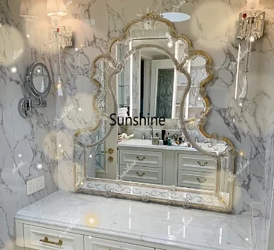 European court style retro dresser wall mirror light luxury style carved mirror