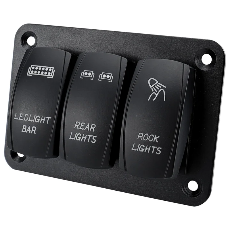 AASS-Car Boat 5 Pin 3 Gang Switch Toggle Panel 12V/24V Blue Light For RV Yacht Ship