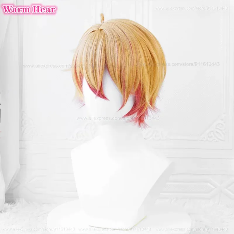 In Stock Hoshino Akuamarin Synthetic Anime 32cm Short Orange Gradient Pink Cosplay Heat Resistant Wigs + A Wig Cap
