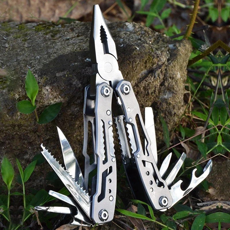 

A Hot selling Multi Tool Stainless Steel Pliers free sample Wire Stripper With Knife Screwdriver Saw Folding Pliers