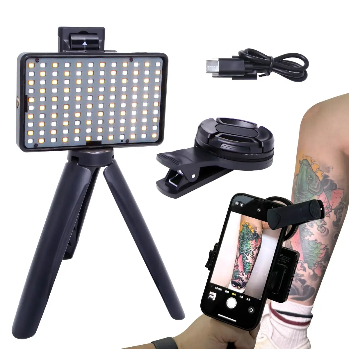 Tattoo Supplies LED Tattoo Photography Light With 52mm Cpl Polarize Filter Compatible For Cellphone Lens Photo Remove Reflective