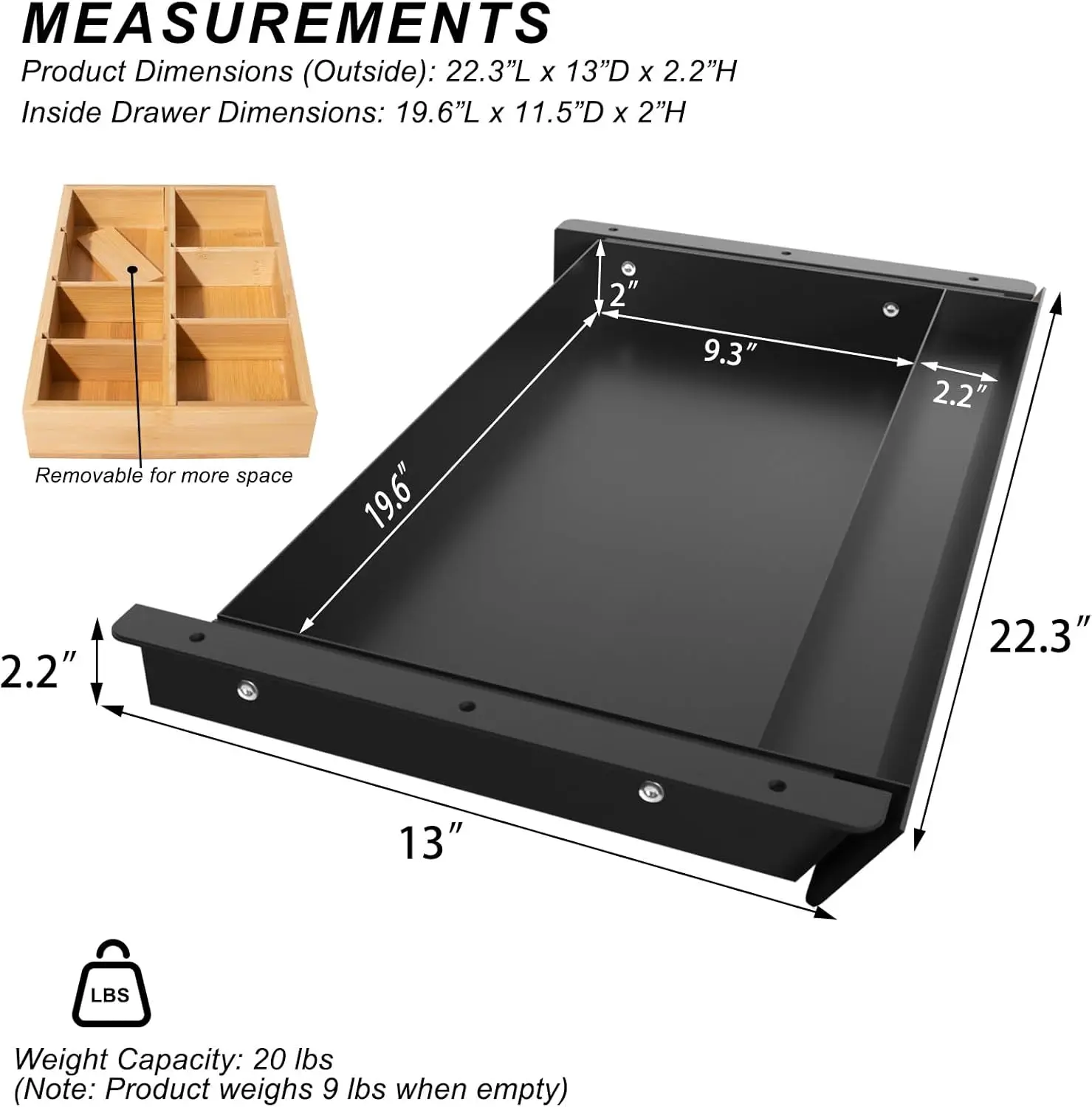 A sliding drawer is installed under a large desk with a bamboo tray and a 60-degree inclined panel, which can be pulled out.