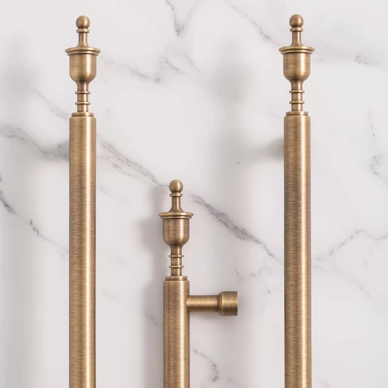 

Винтажные ручки из цельной бронзовой латуни с дизайном короны для спальни, кухни, шкафа, дверной ручки, гардероба, Т-образной формы, мебельная фурнитура