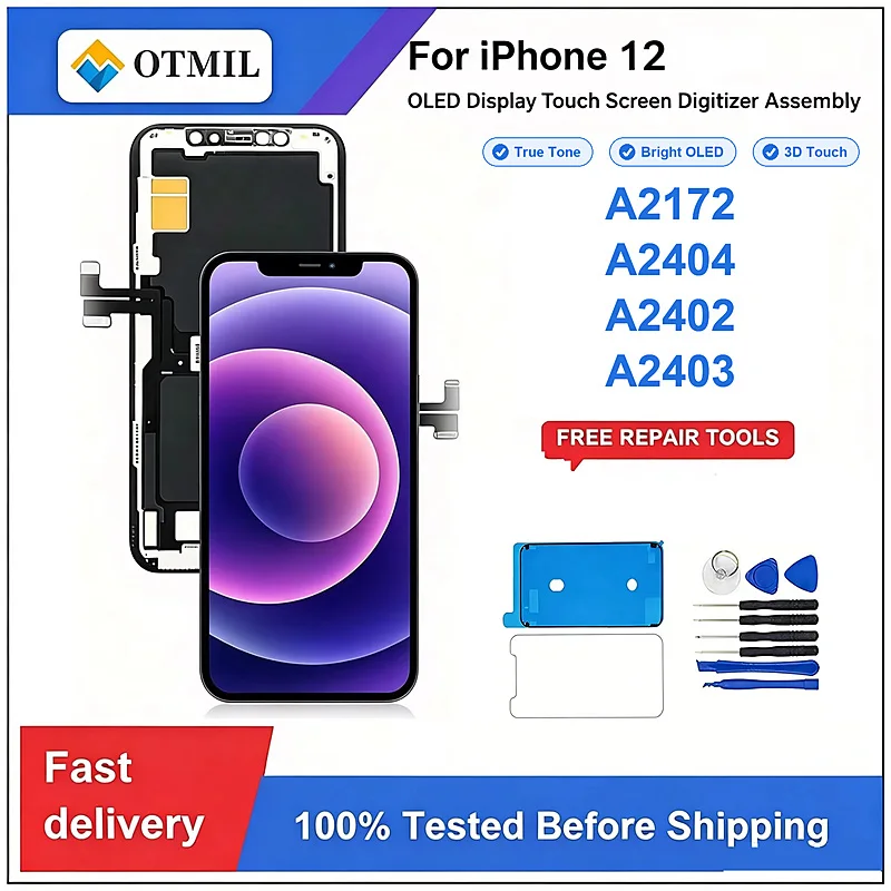 OLED Pantalla For Iphone 12 LCD Display Touch Screen Digitizer Assembly For IPhone 12Pro LCD Replacement Support 3D Touch True