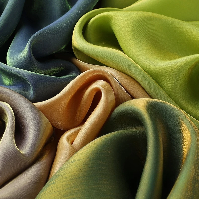 Mermaid Gradient Faux Acetate Satin Fabric, Shiny Iridescent Silk Cloth for Wedding Gown, DIY Doll Clothes Sewing Material