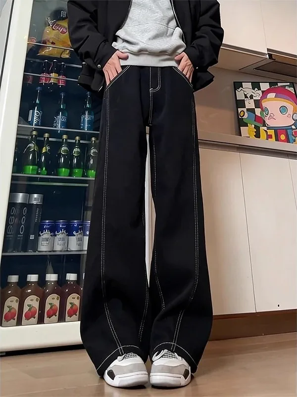 

Bla Original Denim Jeans Men's Thiened High Street Vibe Flared Straight Leg American High Waist Jeans Wear Resistant