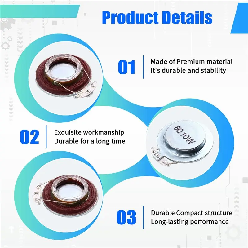 AA60 44mm Plane Vibration Resonance Speaker, 10W 8 Ohms Audio Speakers DIY for Home Theater, 2.0 Channels Bookshelf