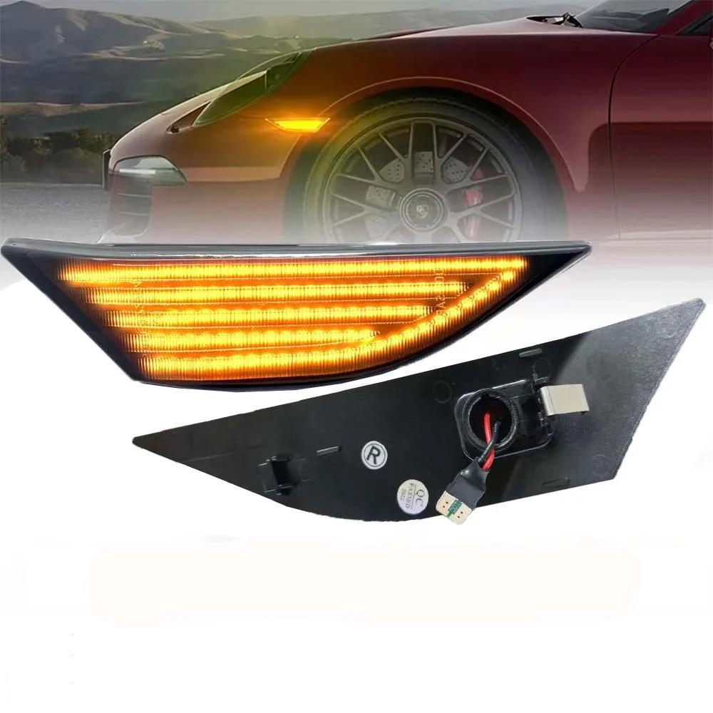 

2PC Amber LED Side Marker Light Indicator Turn Signal Lamp For Porsche 991 911 Carrera 982 981 Boxster Cayman 718 Spyder