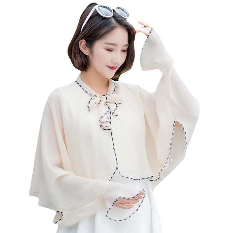 

Outdoor Riding Cashew Printing Sun Protection Sleeves Silk Scarf Wrap Spring Summer Chiffon Sunscreen Fake Collar Clothing Shawl