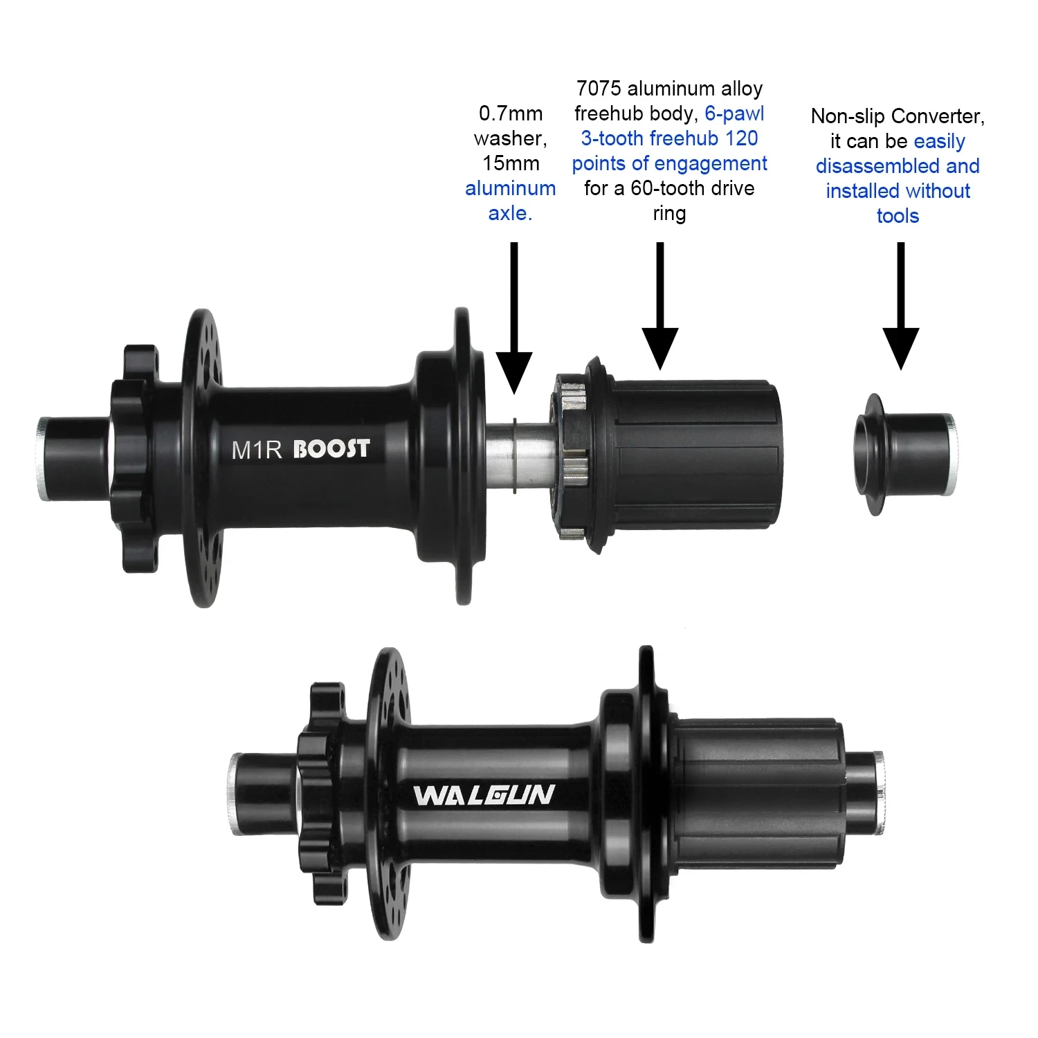 Walgun-MTB Bicycle Hubs, 6 Pawls, 3 Teeth,120 Click Boost Hub,28H 32H 36H,Front 110*15, Rear 148*12, HG MS XD 8 9 10 11 12 Speed