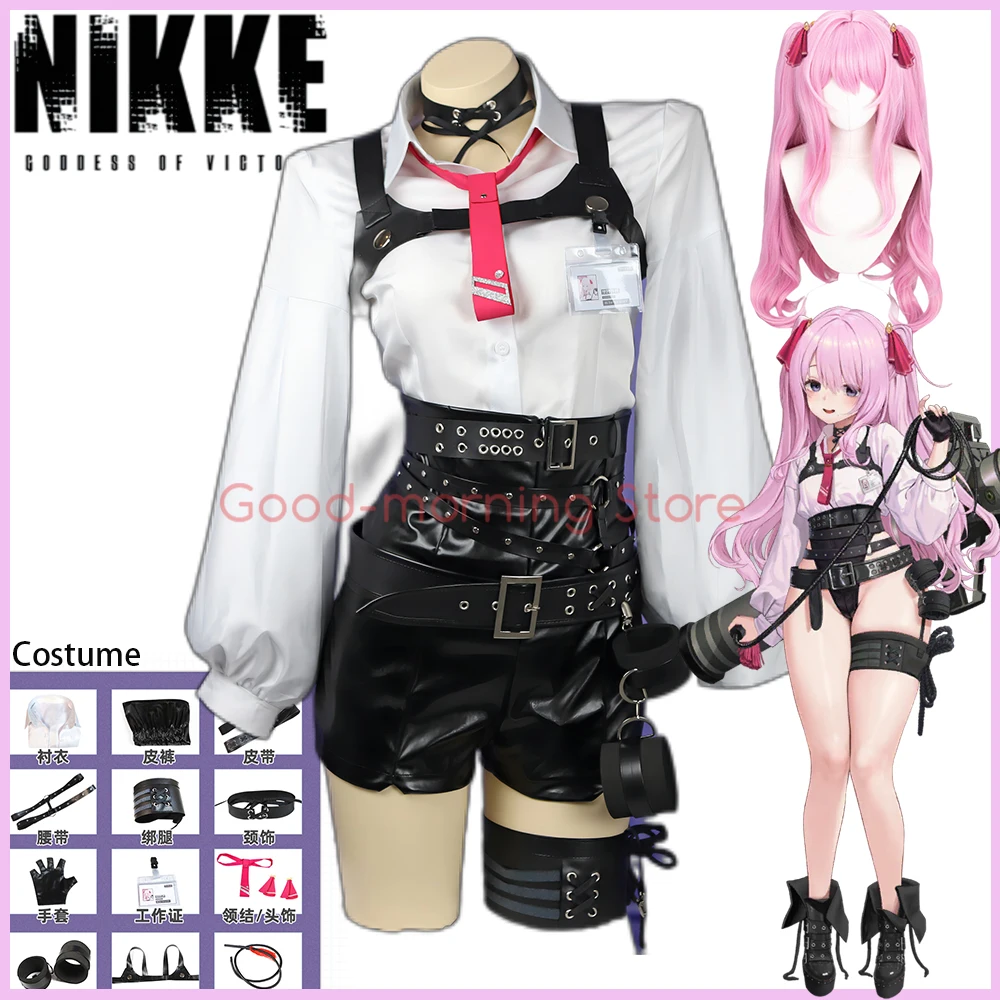 

Game NIKKE Yuni Cosplay Costume Sexy uniform wig women shirt shorts For Role Play Halloween Outfit full set