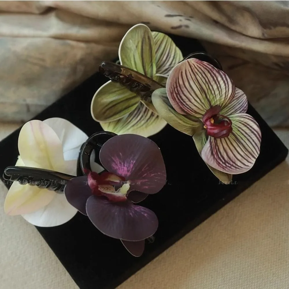 

Bohemia Barrettes Flower Hair Claw Shark Clip Ponytail Clip Butterfly Orchid Hair Clip Grab Clip Headdress Large Shark Clip