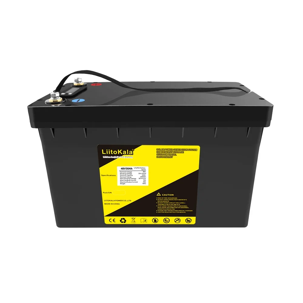 LiitoKala 48V 50Ah LiFePO4 battery with 50A BMS waterproof rechargeable battery for 1200w 2400w electric bike e scooter bicycle