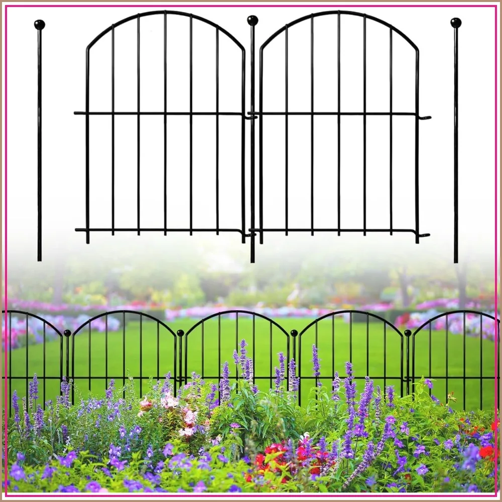 Paquete de 26 Cercas Metálicas para Jardín, 17 pulgadas de alto x 13 pulgadas de ancho, Barrera para Perros Resistente a la Oxidación, sin Necesidad de Excavación, Borde Arqueado para Decoración de Patio y Jardín