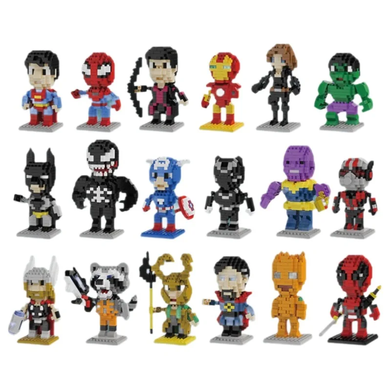 Juguete de bloques de construcción para niños más vendido popular: múltiples modelos de héroes, partículas pequeñas, decoración educativa