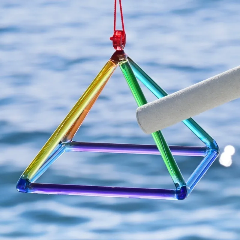 Colorful Crystal Singing Pyramid Meditation Singing Pyramid Yoga Sound Healing Crystal Merkaba Relax Sound Bowl with Stick