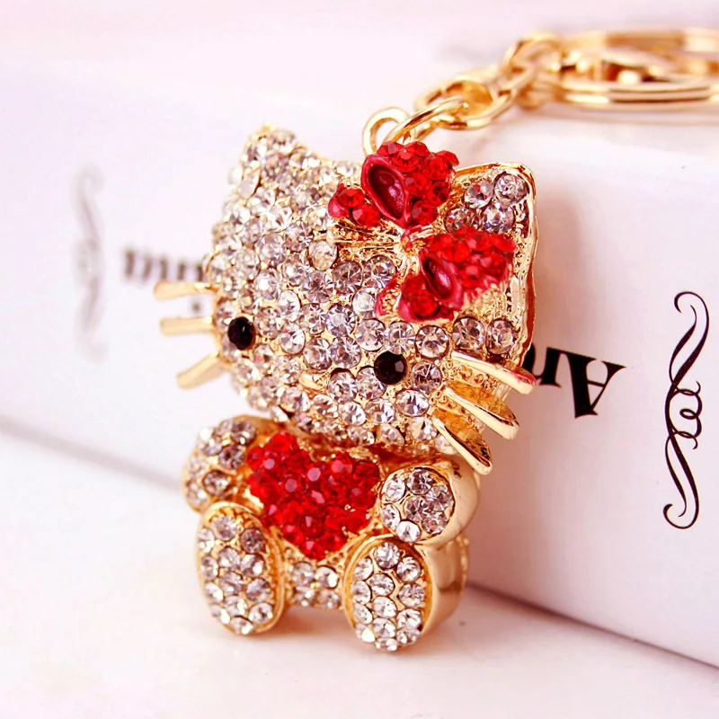

Hello Kitty Bag Pendant Anime Women Accessories Cute Water Diamond Clothes Keychain Backpack Doll Decoration Girl Gift Wholesale