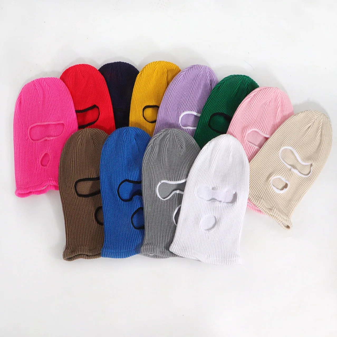 Winter Men Women Windproof Fleece Face Mask Warm Hood Sports Scarf Skiing Hat Three Hole Wool Cap